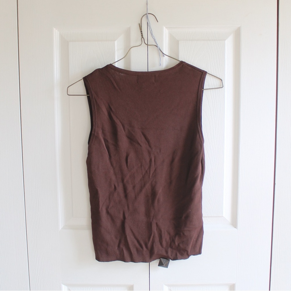 Finity Geometric Pattern Rhinestone Brown Tank Top - Picture 3 of 7